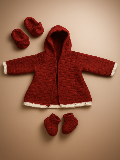 Premium Hand-Knitted Baby Winter Hoodie Set