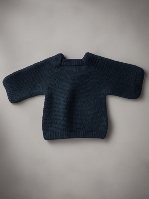 Classic Navy Blue Hand-Knitted Sweater for Baby Boys & Girls