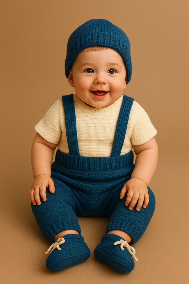 Stylish Hand-Knitted Baby Boy Outfit - Image 2