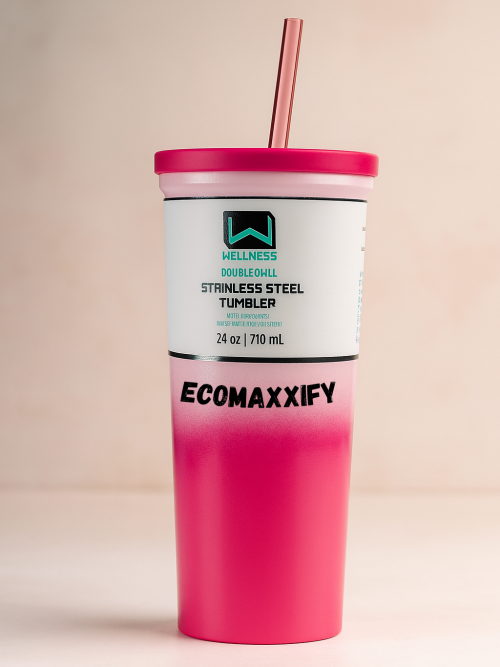 Ecomaxxify Double Wall Stainless Steel Tumbler – 710 ml (Pink Ombre)